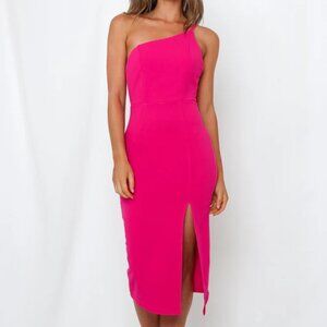 HELLO MOLLY Taking It Back Dress Hot Pink